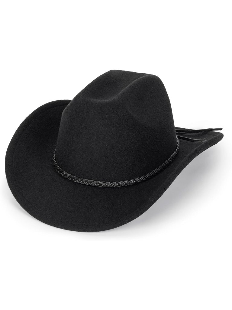 Women 03-Black Polyester Premium Quality Classic Roll Up Fedora Hat (Size:S-M)